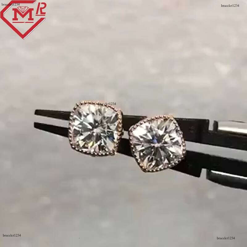 Classic Stud Men Women 14k Gold Screw Back 2ct Custom Moissanite Earrings