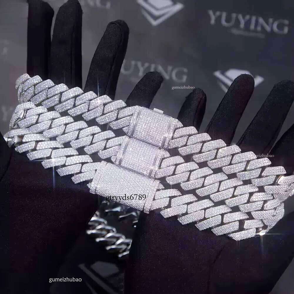 designer chain necklace hip hop jewelry 15mm wide 2rows k chains vvs moissanite white gold plated sterg sier cuban bracelets