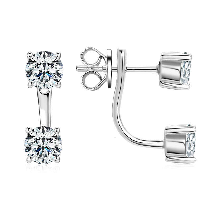 Fashionable Personality Double Wear Moissanite S Pure Sier Niche High-End Light Stud Earrings 87F