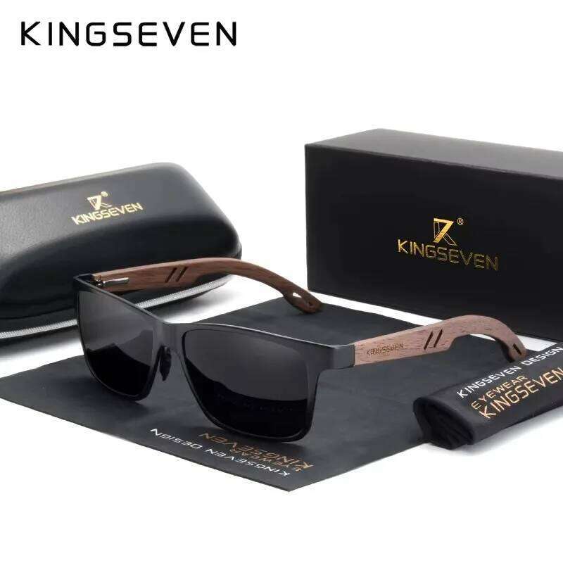 KINGSEVEN Brand Wooden Sunglasses High Quality Rectangle Frame Men Women's UV400 Polarized Lens Glasses Retro Eyewear