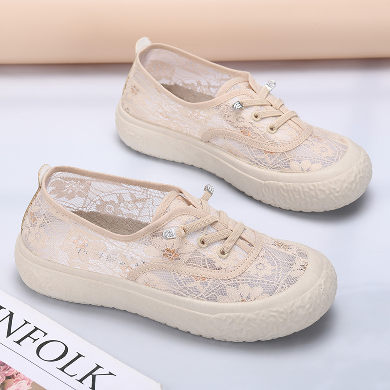 Summer new lace mesh breathable casual sports shoes designer shoes with thick soles and lightweight women's sports shoes