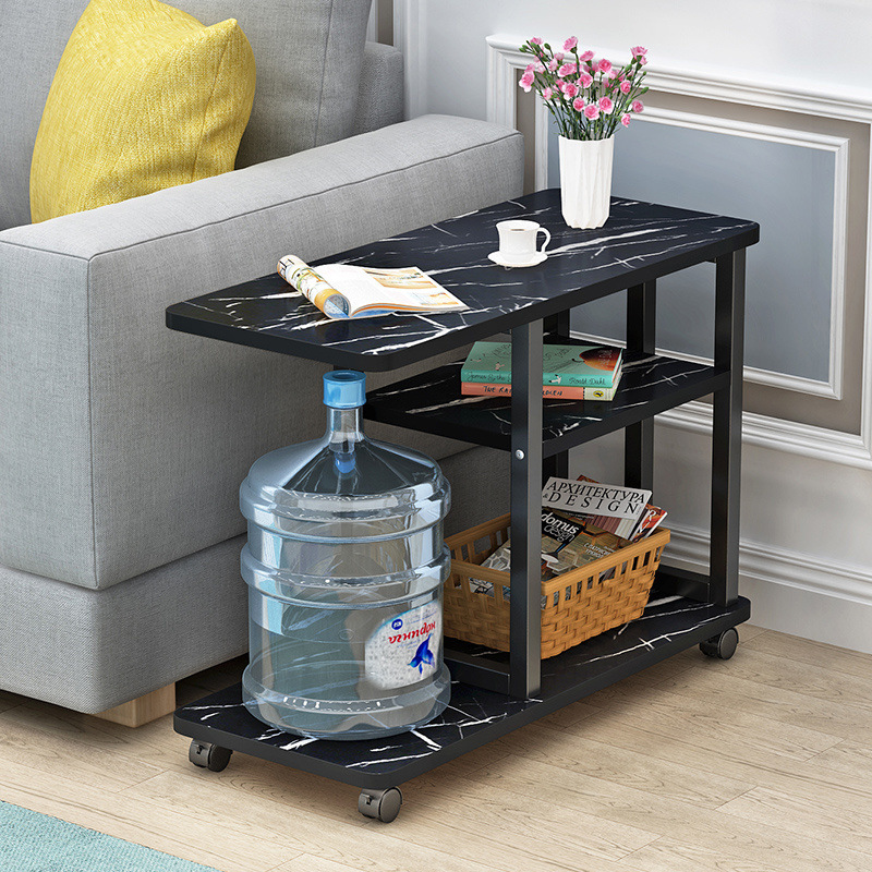 M7128 Living room movable Kung Fu tea table with wheels sofa corner table bedside table small table