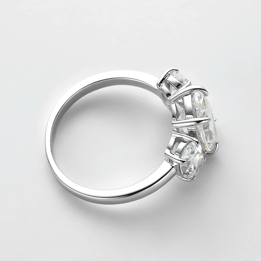 Certified 3/6cttw Oval Cut Full Engagement Ring for Women 925 Sterling Silver 3-Stones Diamond Wedding Band Jewelry 250716