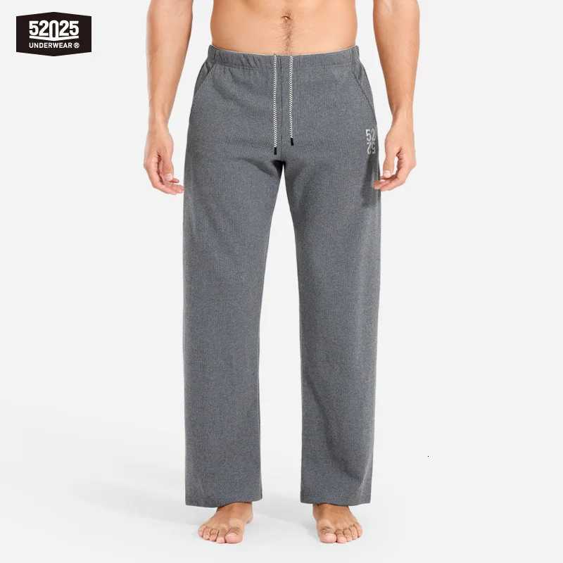52025 Mens Organic Cotton Pants - Comfortable Lounge Sweatpants for Home Leisure. Soft Breathable and Thick Striped Pants W250717