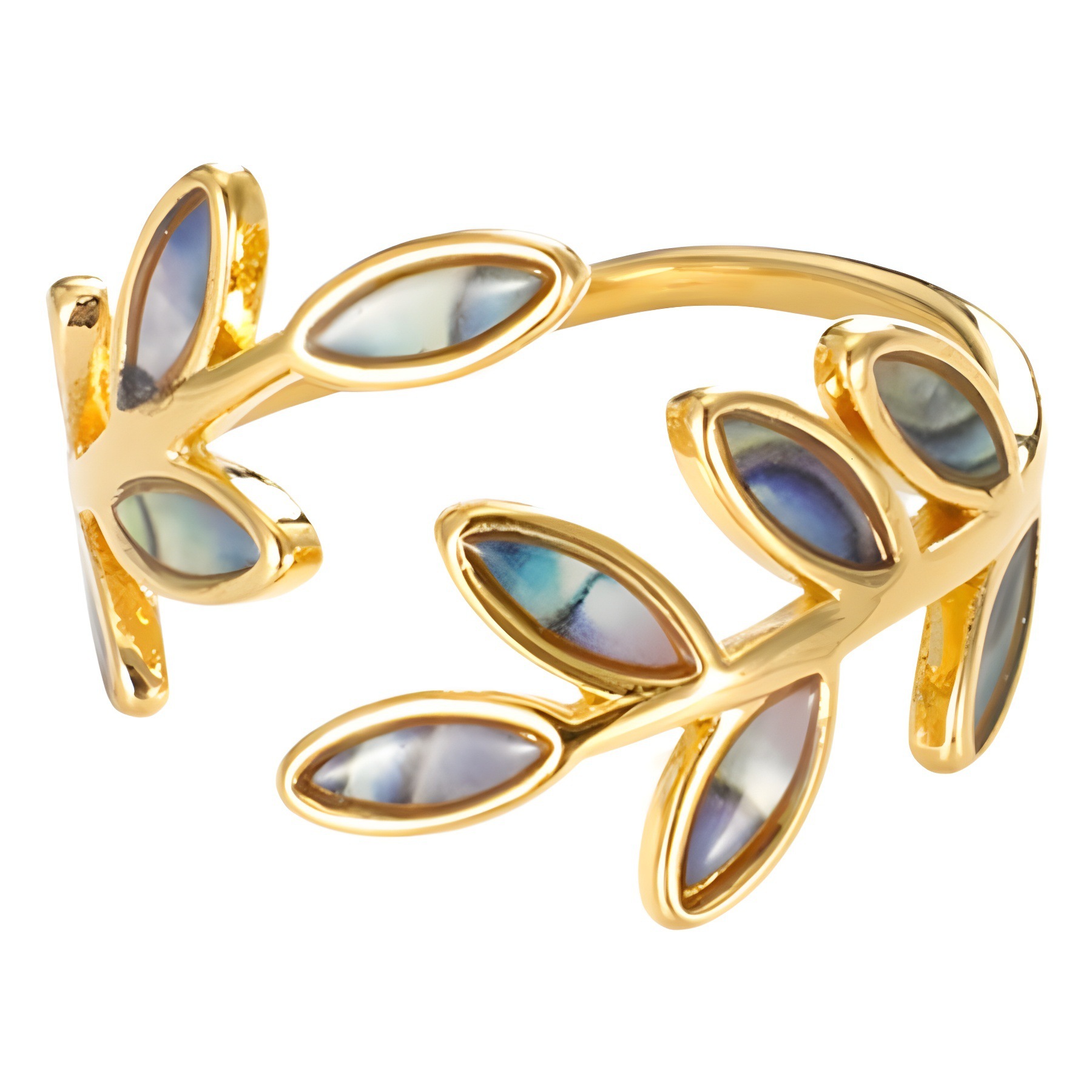 New Chinese Style Enamel Color Leaf Open Ring Ancient Design Elegant Versatile Jewelry for Women