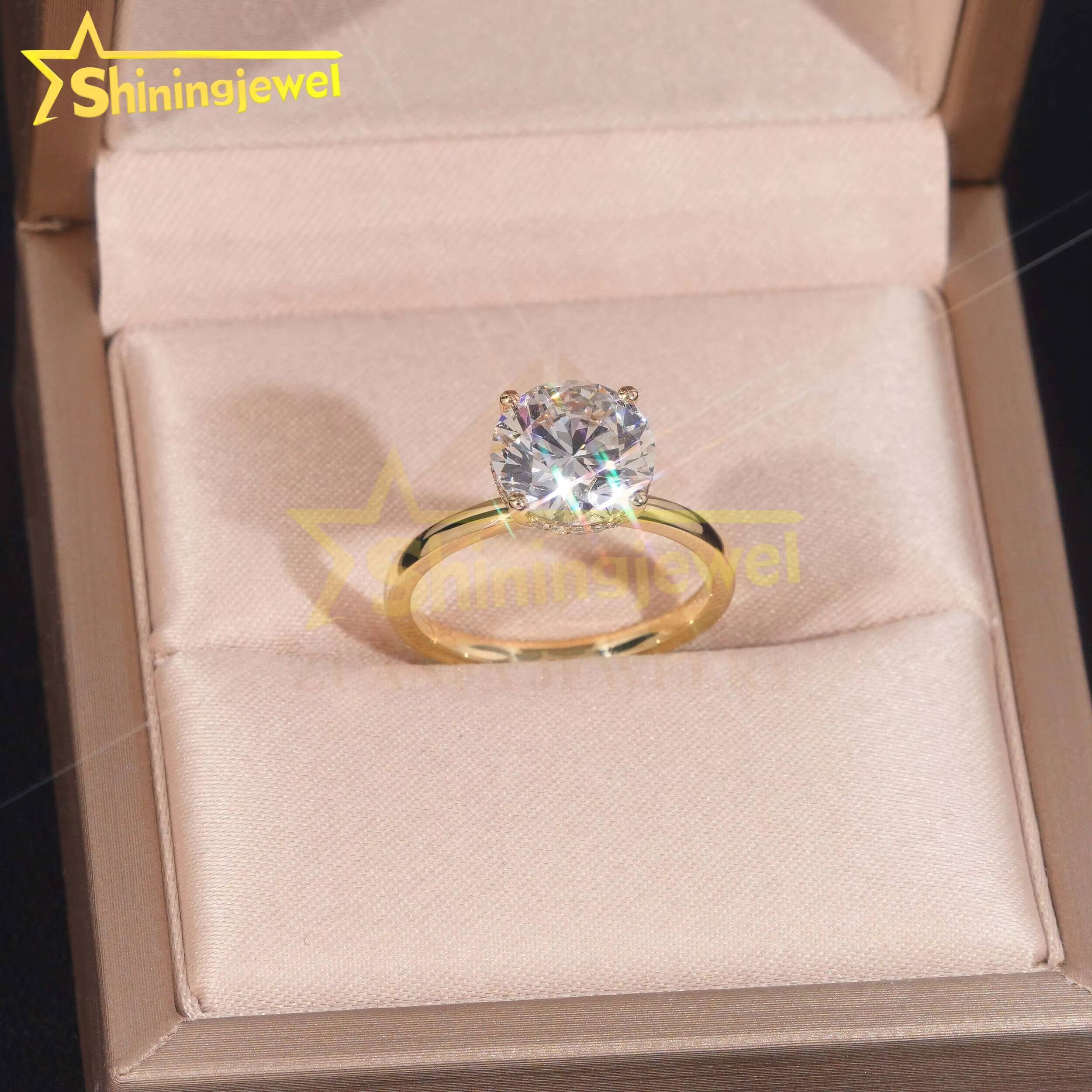 Customized Classical Lab Diamonds10K 14K 18K Solid Gold GRA Moissanite Pass Diamond Tester Solitaire Wedding Rings Fine Jewelry