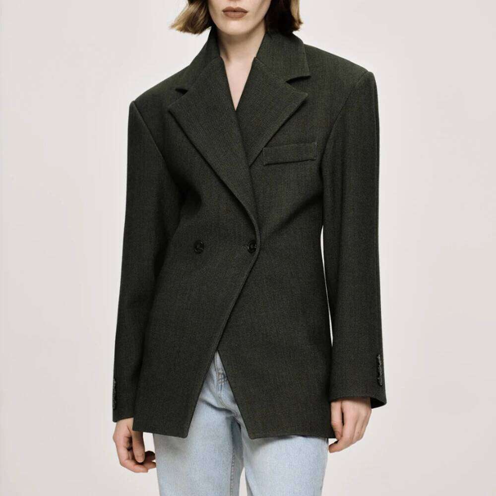 TWOTWINSTYLE Temperament Minimalist Blazers For Women Notched Collar Long Sleeve Tunic Solid Coats Female Fashion Clothes New