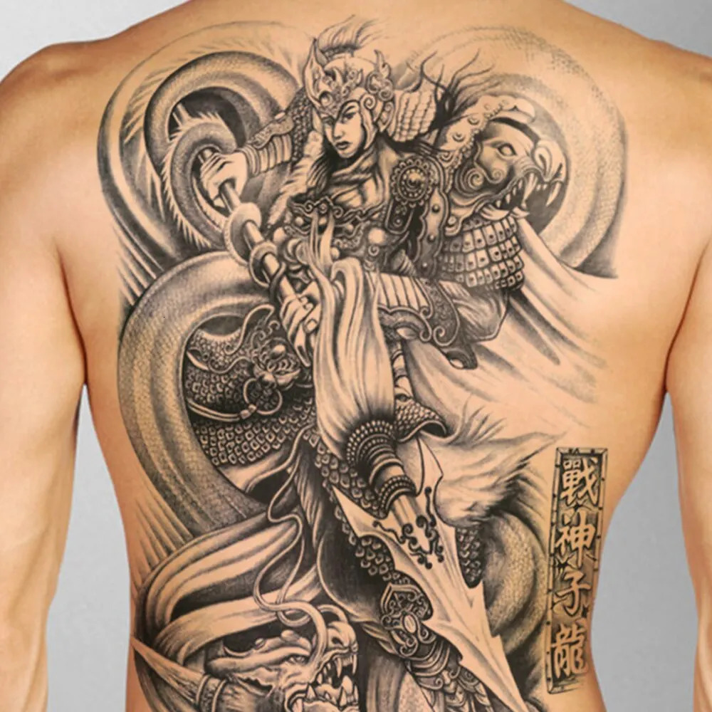 Full Back Large Tattoo Sticker Waterproof Temporary Tattoos Carp Lotus Dragon Buddha Tatoo Body Art Painting For Men Women 250714