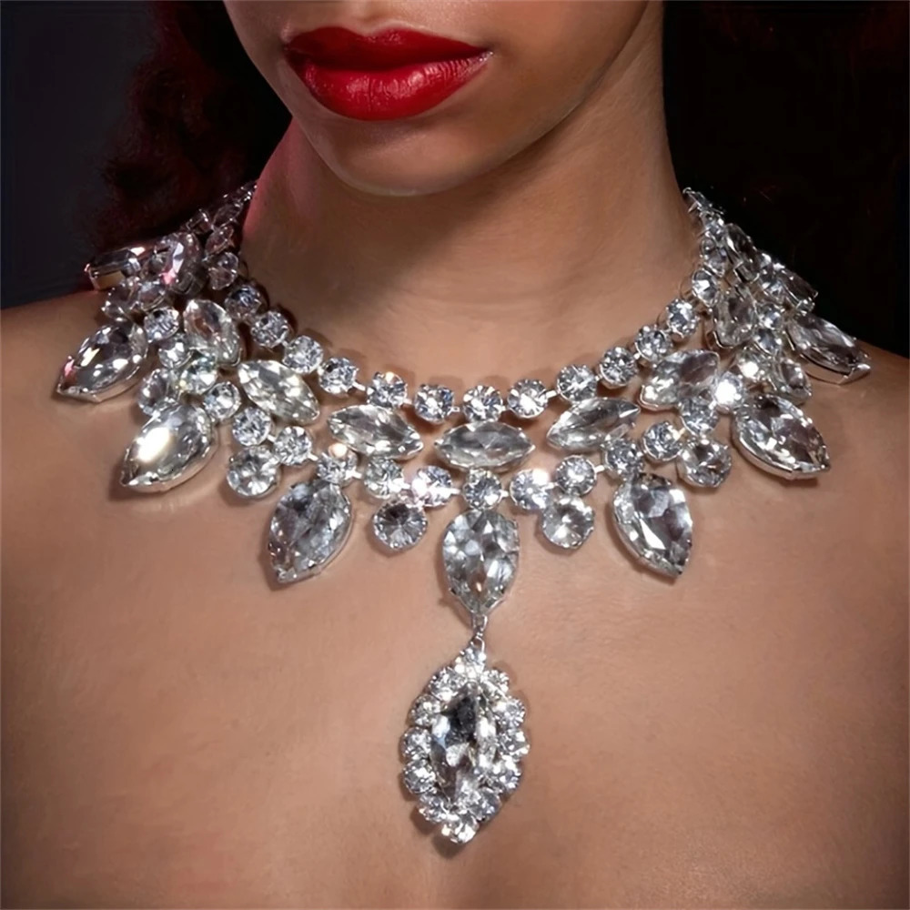 Sparkling Crystal Fashion Multi layered Pendant Womens Necklace Colorful Gemstone Necklace Bridal Wedding Accessories 250716
