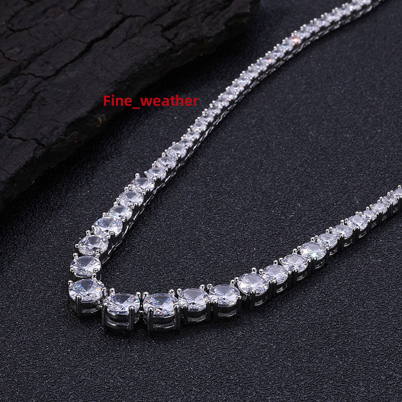 VEROMCA Wholesale High-End Luxury Tennis Chain Necklace Gradient Size Zircon for Men and Women Fashion Chains Necklaces