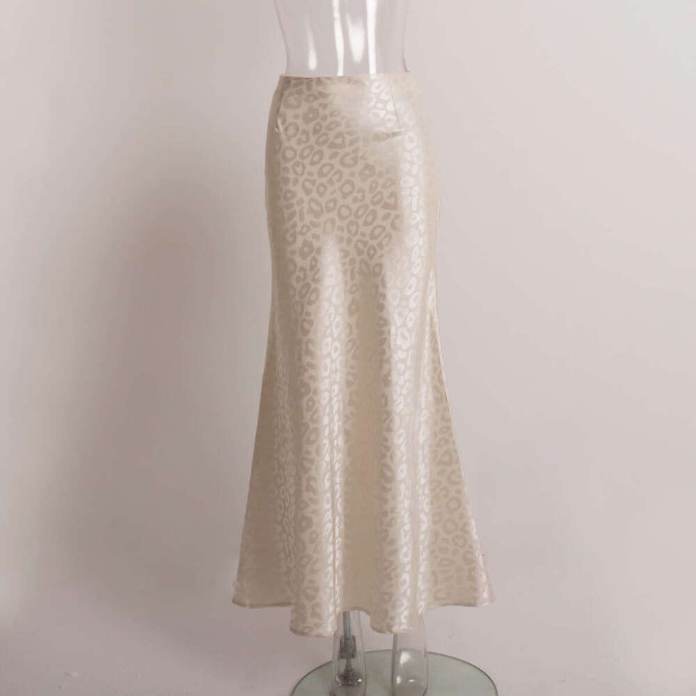 Summer New Trendy Bodycon Jacquard Leopard Print Long Midi Skirt B5