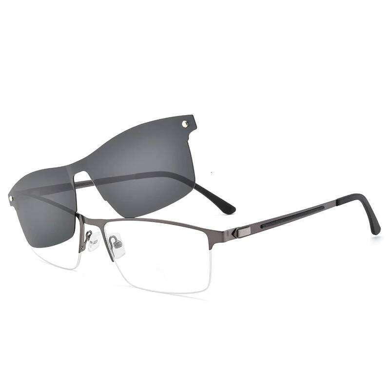 BCLEAR Half Rim Eyeglasses Frame with Magnetic Clip-on Alloy Glasses Optical Prescription Spectacles Eyewear