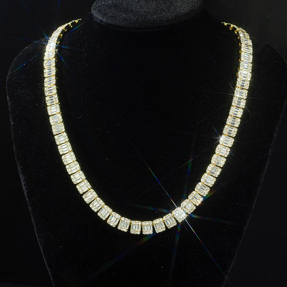 Hiphop Jewelry 10mm Moissanite Chain Clustered 925 Sterling Silver Iced Out VVS Moissanite Tennis Chain