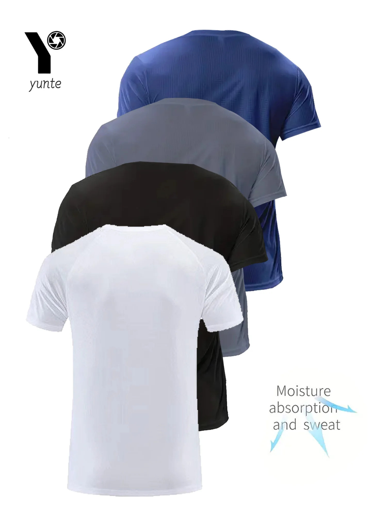Round Neck T-Shirt 4-Color Black and White Gray Navy Ultra-Light Mens Quick-Drying Breathable Sweat-Absorbent Shirt Suitable Fo 250715