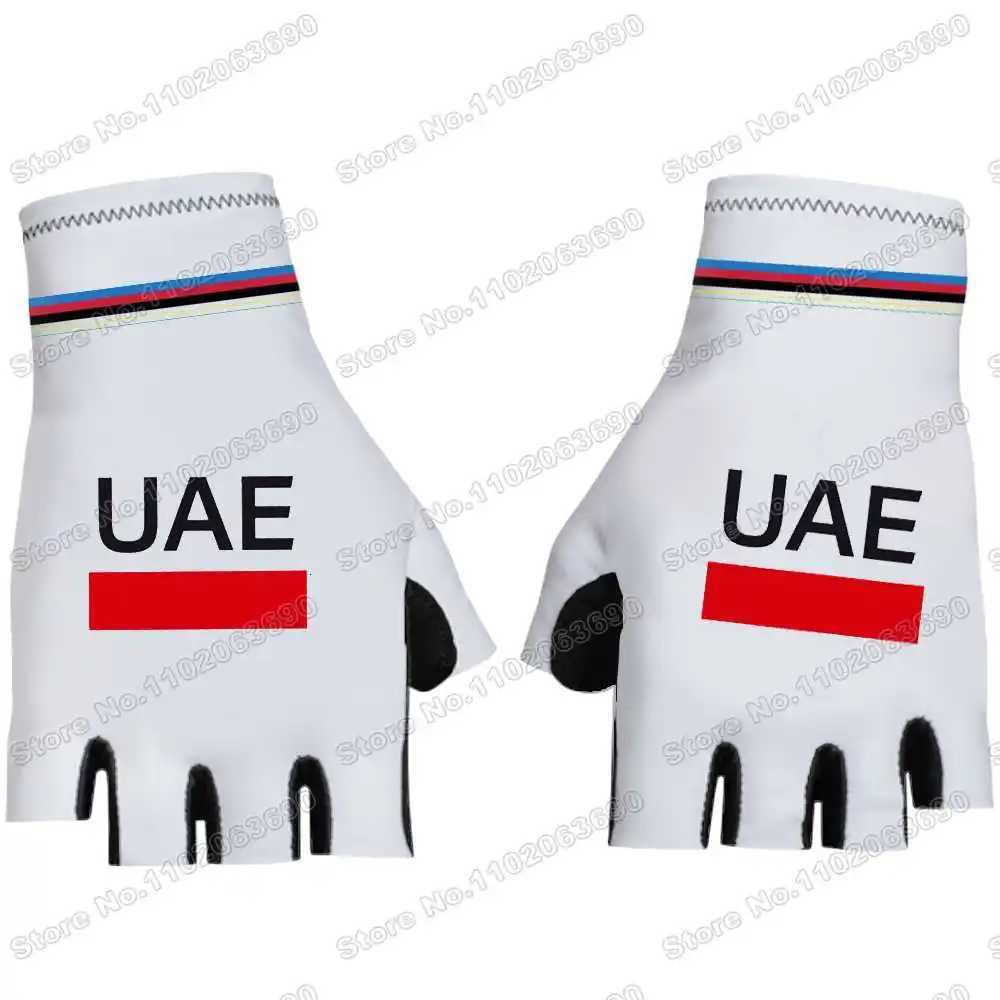 2025 UAE Team Cycling Gloves Tadej Pogaar Mountain Bike Half Finger Glove Cycling Jersey Road Bicycle Non-slip Sports Gloves S250716