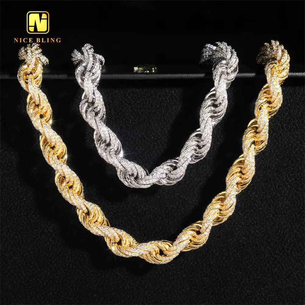 4mm 6mm 10mm Hip Hop Jewelry Custom Iced Out Rope Chain Cuban Link Chain 925 Silver VVS Moissanite Diamond Necklace Bracelet