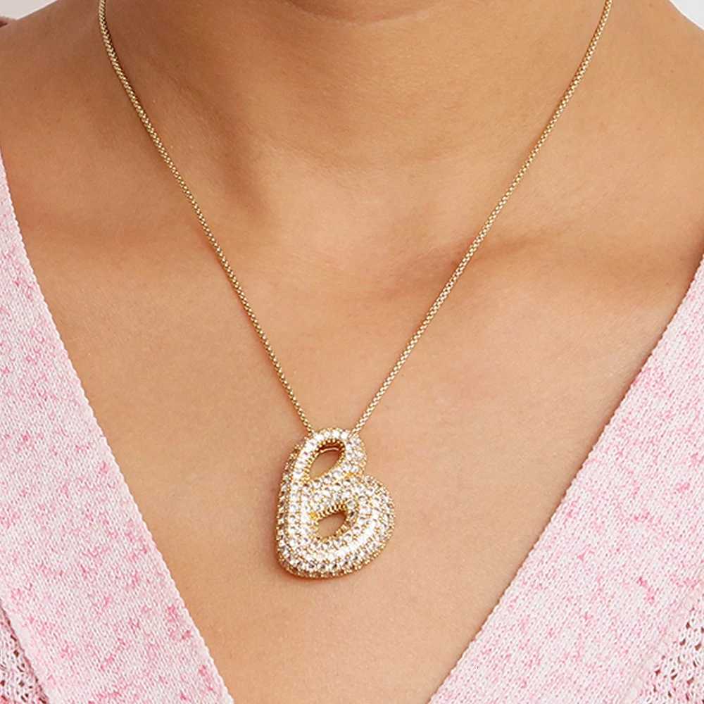 Initial Charm A-Z Letters Pendant Necklace Women Men Choker Stainless Steel Rope Chain Gold Color Alphabet Hip Hop Iced XJ250717