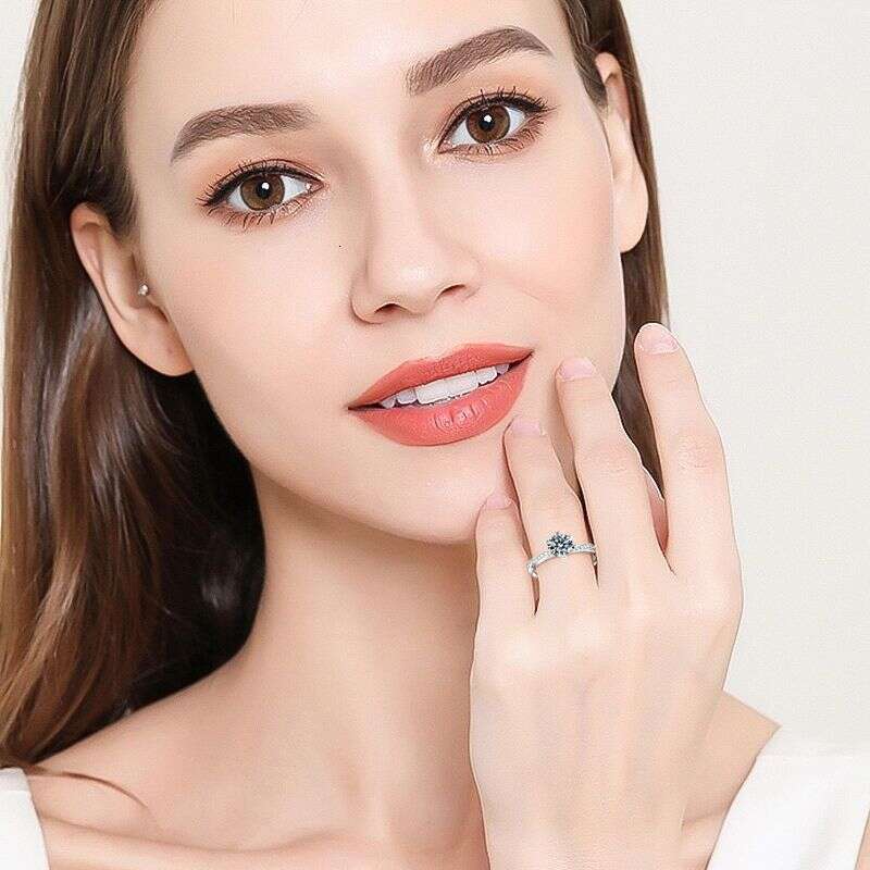 1688 Selectedfrench Style High-End Feel 1 fashion Moissanite Diamond For Women Pure Silver Wedding Ring 770