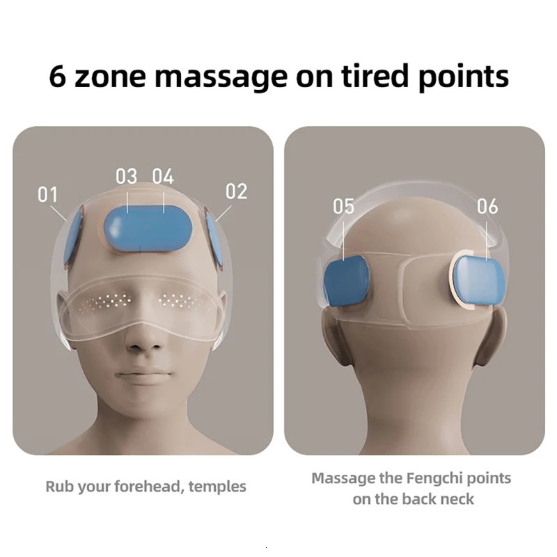 Head and Eye Massage Caps Air Pressure Head Massager with 4 Massage 3 Heat Settings Electric Eye Massager for Relax 250716