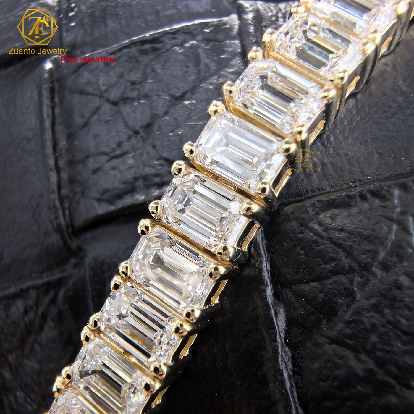 Luxury Solid 14K 10K Gold Tennis Bracelet with Lab Grown Emerald Cut VVS Diamond for Gift Party Diamond Bracelets Bangles