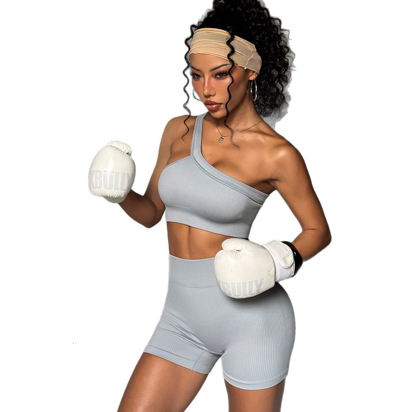 Ribbed Sleeve Sports Set Vest Integrated Yoga Women's Fitness Long Pants