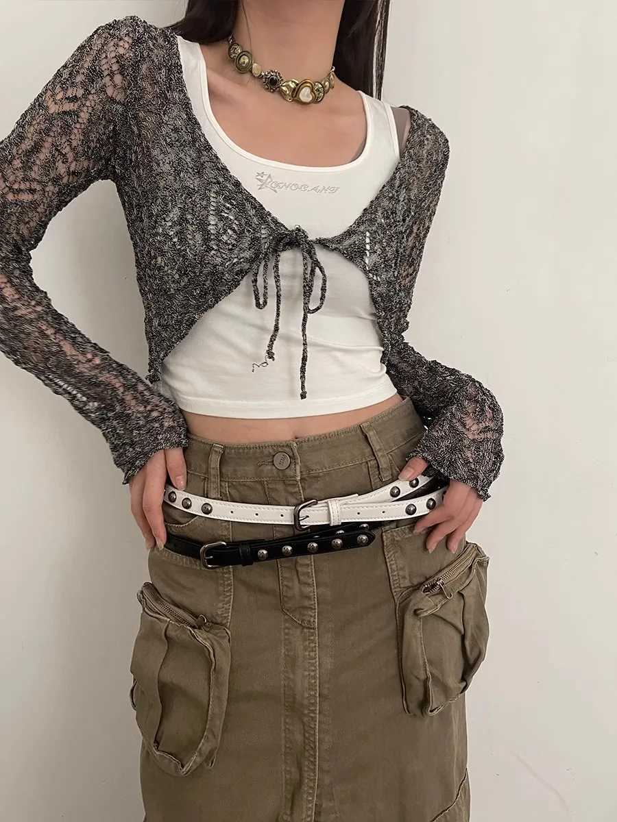 2025 New Womens American Vintage Belt Casual Rivet Thin Leather Belt Punk Style Metal Rock Unique Versatile W250717