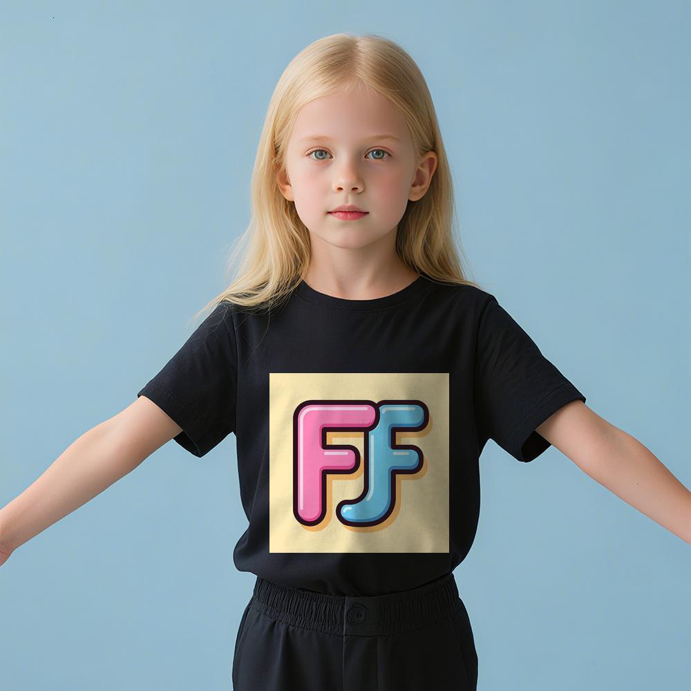 ddmywed Boy and girl Children's T-shirt T-shirt with a pink and blue logo on the front