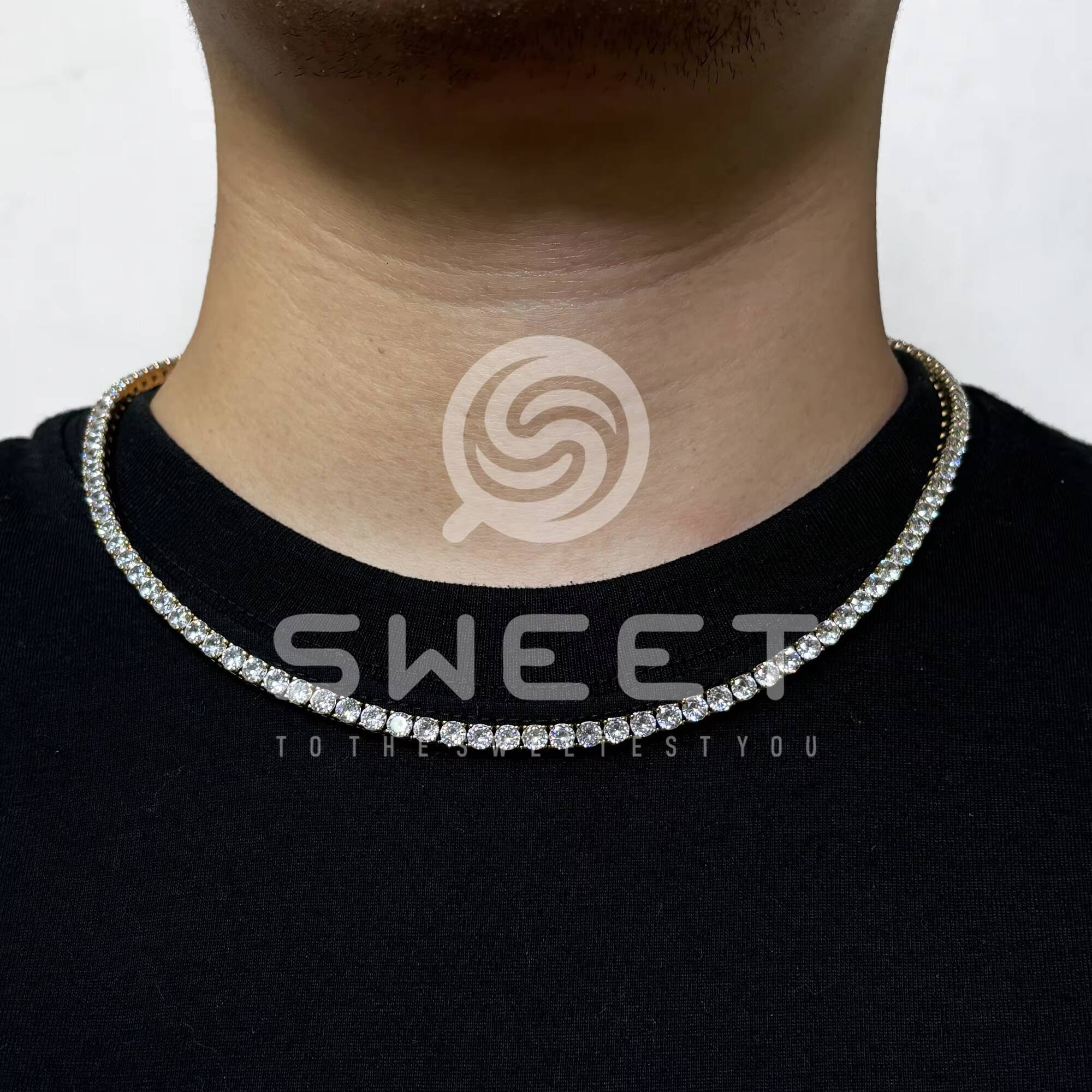 316L Stainless Steel Trend Design 3mm4mm Full Tennis Chain Single Row Necklace Hip Hop Base Chain Necklace