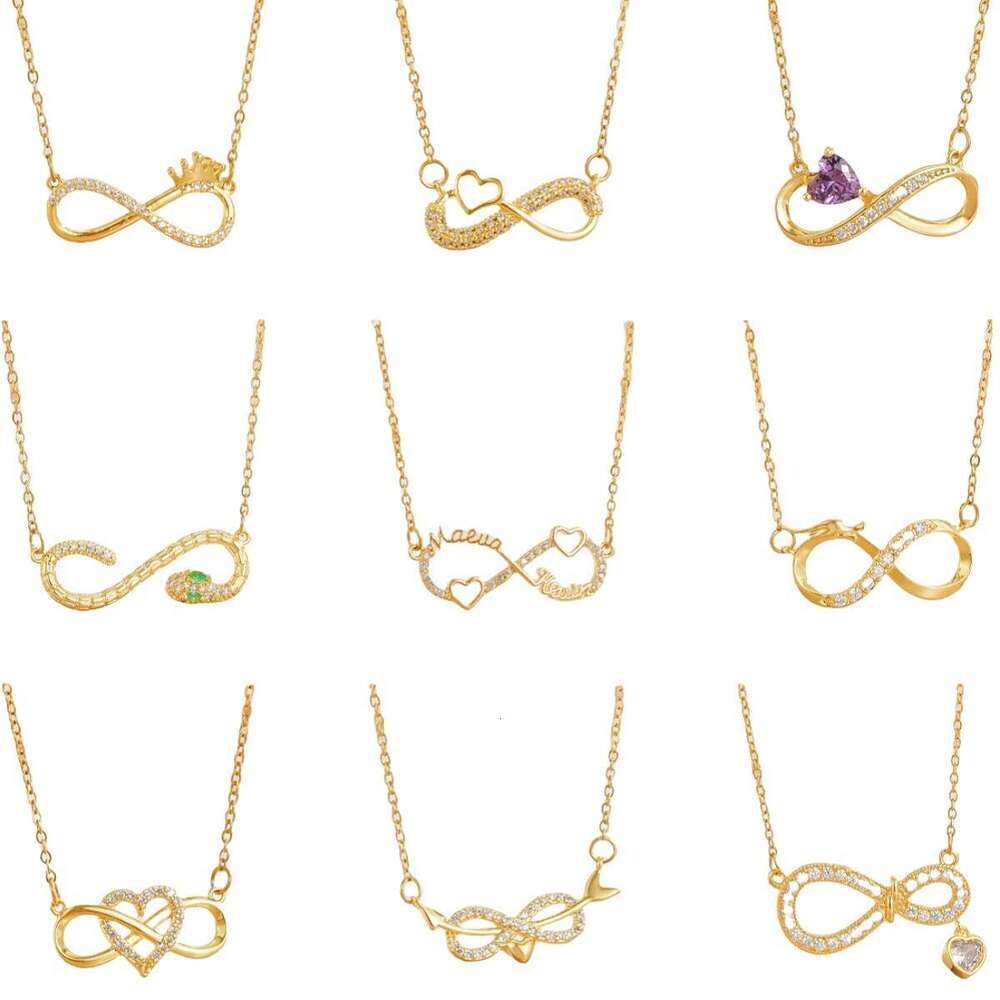 Personalized Design Infinite Loop Zircon Necklace Titanium Steel Figure 8 Collarbone Chain Women's Non-Fading Jewelry E70