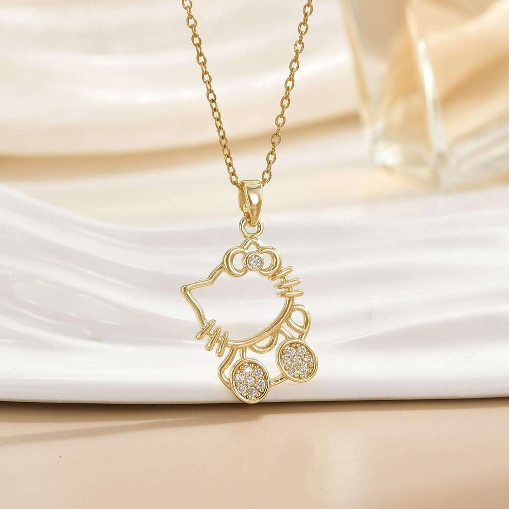 High-End Micro-Inlaid Zircon Copper Gold-Plated Pendant Necklace For Women Fashion Versatile Clavicle Chain Jewelry B75