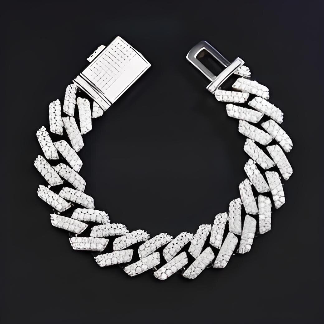 designer chain necklace hip hop jewelry 15mm wide 2rows k chains vvs moissanite white gold plated sterg sier cuban bracelets Free shipping