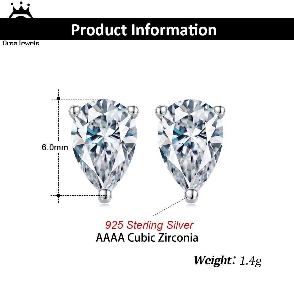 ORSAYEELS 925 Sterling Silver Clear Water Drop CZ Stud Earrings for Women Simple Wedding Anniversary Silver Fine Jewelry APE61 y250715