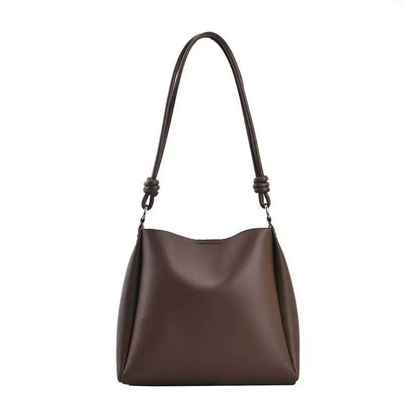 PU Leather Shoulder Bags for Women Solid Tote Hand Bag Female Elegant Purse Handle Bags for Work Black Brown