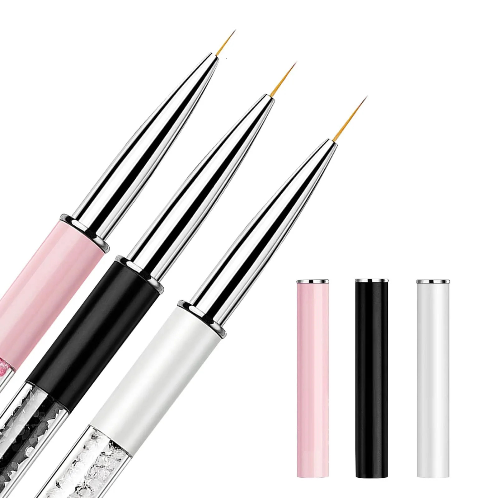 Nail Art Brushes 7/9/11mm Liner Brush with Shiny Diamond Handle Caps Gel Nail Painting Brush Nail Drawing Brushes 250716