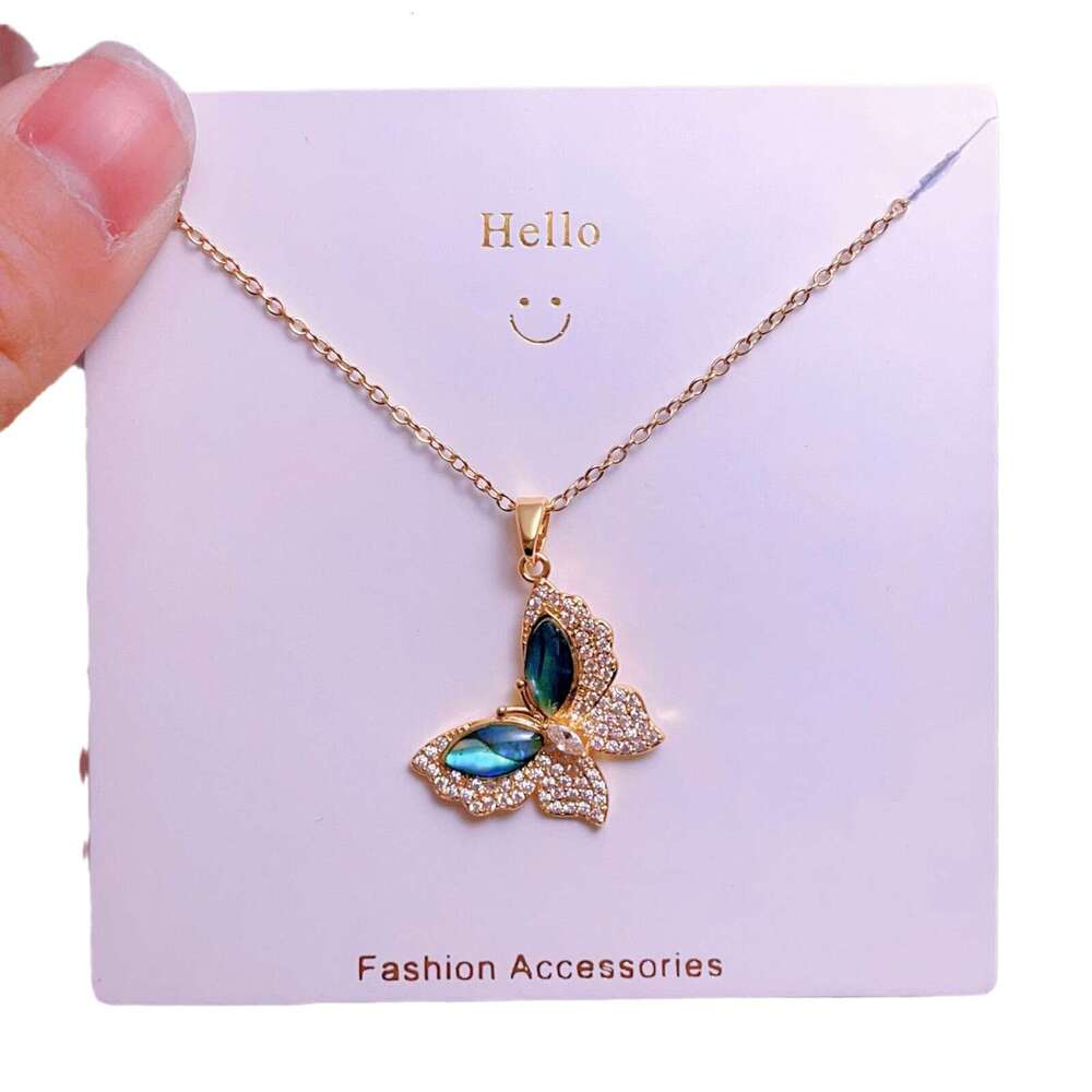 Titanium Steel Chain Butterfly Necklace For Women, Niche Design, French Style, Versatile, Light , Abalone Shell Accessories Factory Ee5