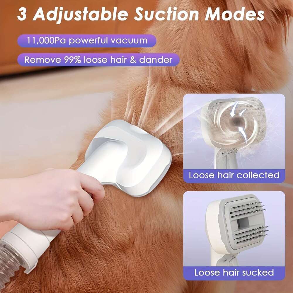 8-in-1 Removal And Grooming, 74.39 Oz Cup Cleaner Drying Function, Low Noise Vacuum Cleaner, Upgraded Powerful Dog Grooming Kit With 6 Tools, Suitable