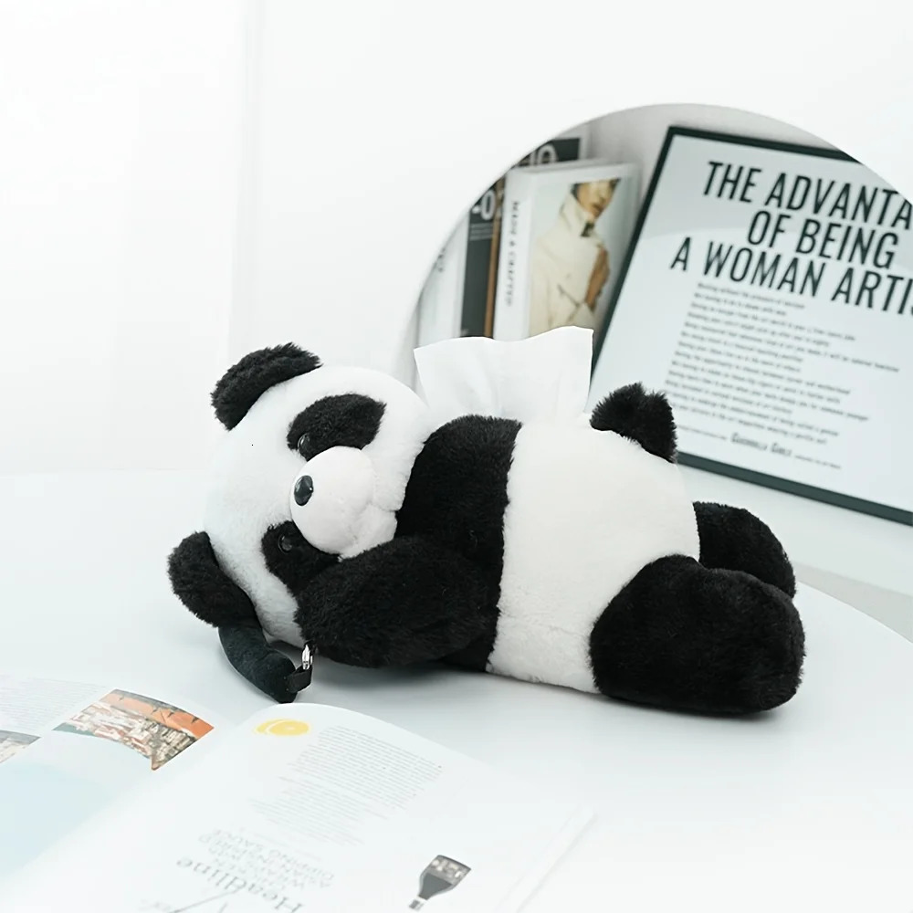 1pc Plush Panda Car Tissue Holder - Universal Fit Easy Install | Soft Fabric Auto Organizer for SUVSedan 250715