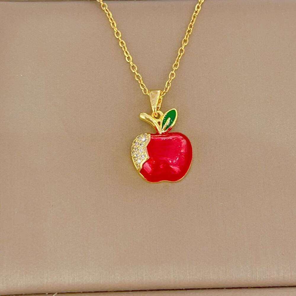2025 New Creative Apple Pendant Exquisite High-End Niche Design Style Collarbone Chain B19