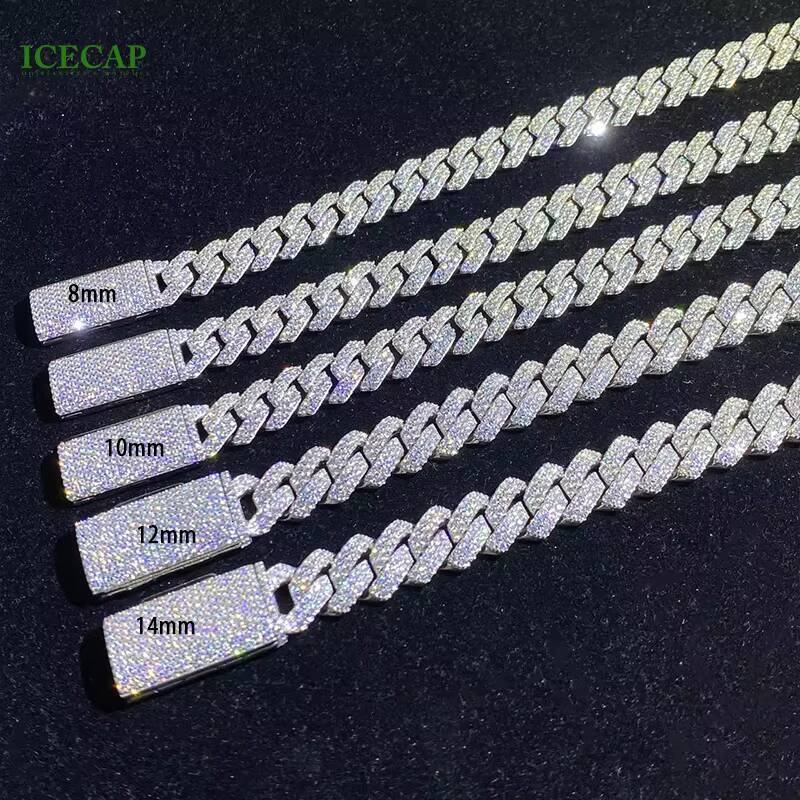 Custom Vvs Moissanite Cuban Link Chain Fashion Jewelry Necklace Hip Hop Iced Out High Quality 925 Silver Miami Chain