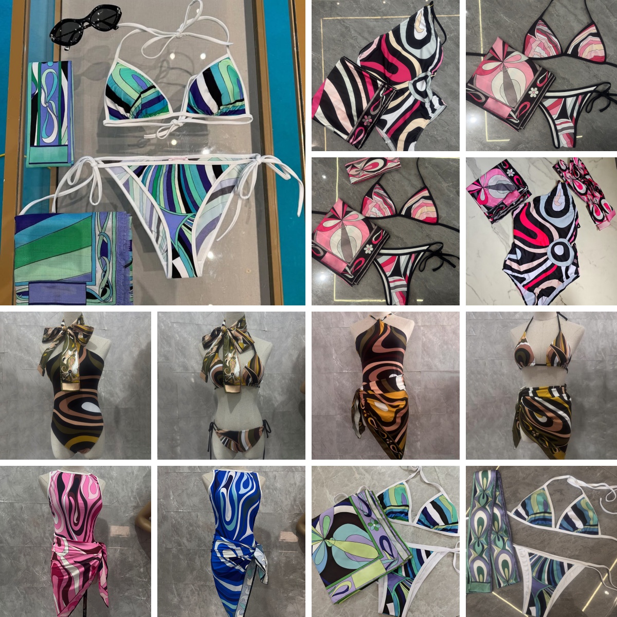 Sexy Print Bikini Designer Head Band Scarf Swimwear Summer Halter Bodysuits Luxury Jumpsuit Beach Wear Bathing Suit