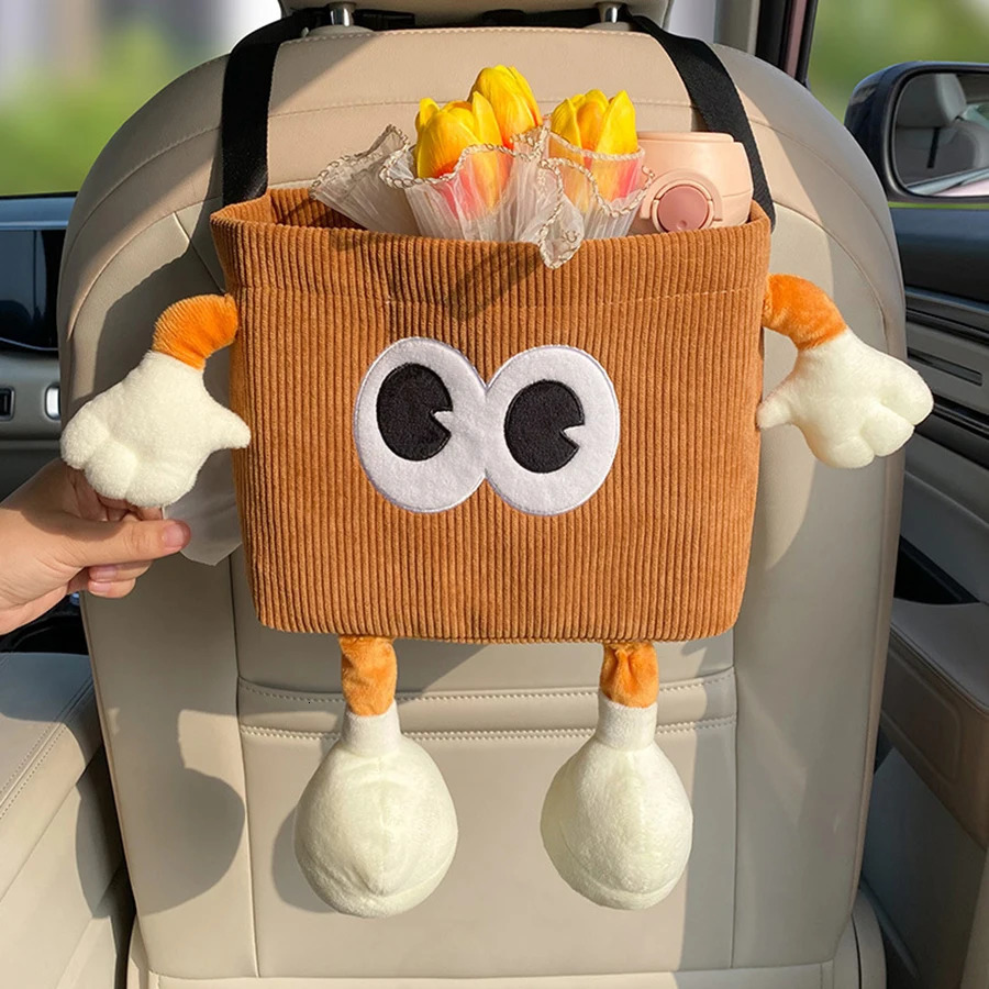 Car Trash Can Tissue Box Cartoon 2-in-1 Car Umbrella Storage Bin Auto Seat Back Hanging Storage Bag Backseat Cup Holder 250715
