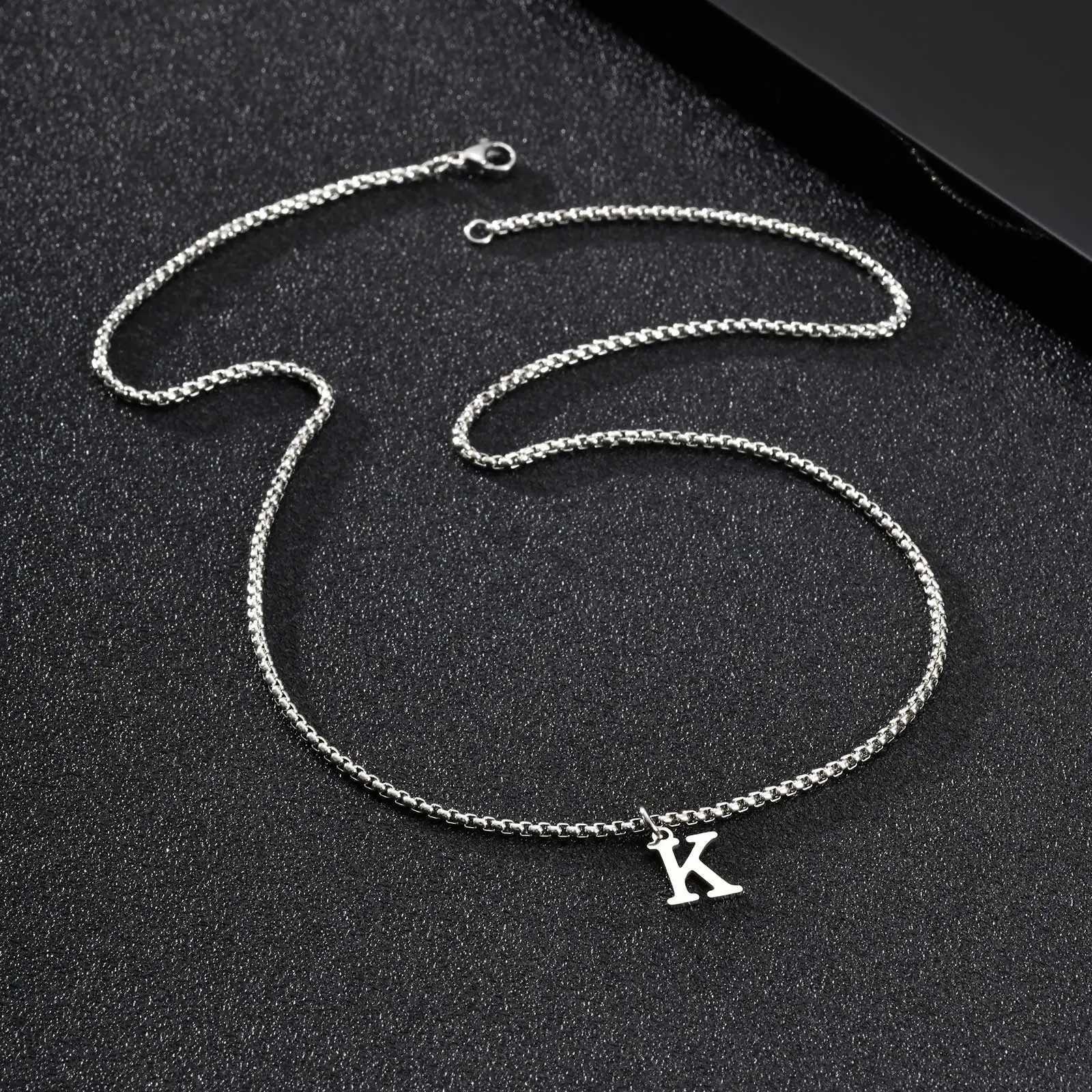 Vnox Simple A-Z Letter Necklace for Men Waterproof Stainless Steel 26 Letters Pendant Necklace Mens Minimal Initial Necklace XJ250717