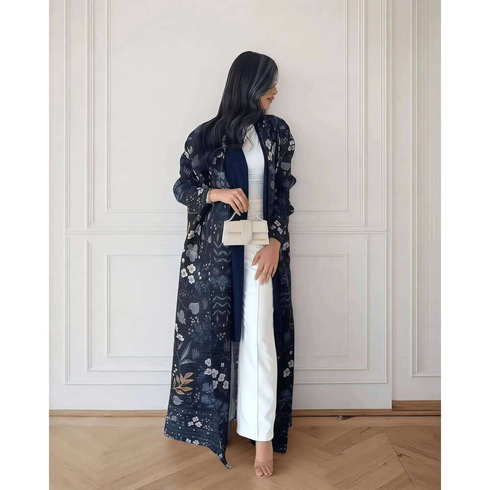 YUDX Miyake Pleated Print Foldable Collar Women's Long Sleeve Robe 2024 New Winter Original Design Fashion Cardigan Coat
