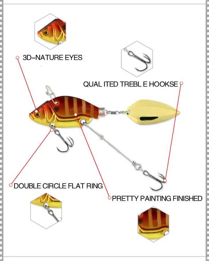 1Pcs Sinking Metal VIB Vibration Bait Spinner Spoon 13.6g 4.4cm Jigs Trout Winter Fishing Hard Baits TackLE Pesca Z250717