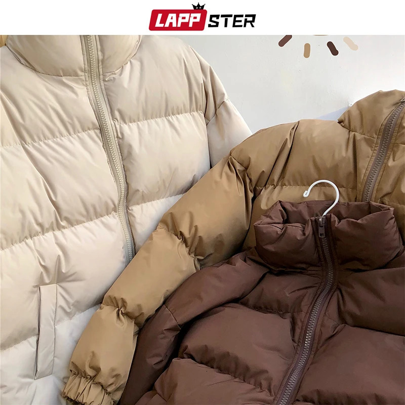 LAPPSTER Men Harajuku Colorful Bubble Coat Winter Jacket 2025 Mens Streetwear Hip Hop Parka Korean Black Clothes Puffer Jackets 250716