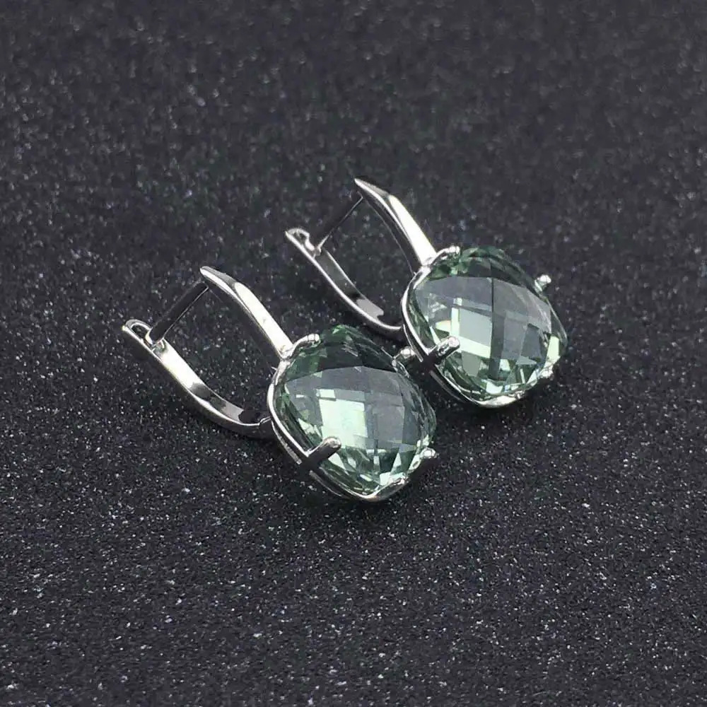 Natural Green Amethyst Earring Sterling 925 Silver Cushiom Cut 10mm 7Ct Fine Jewelry for Women Lady Party Gift 250716