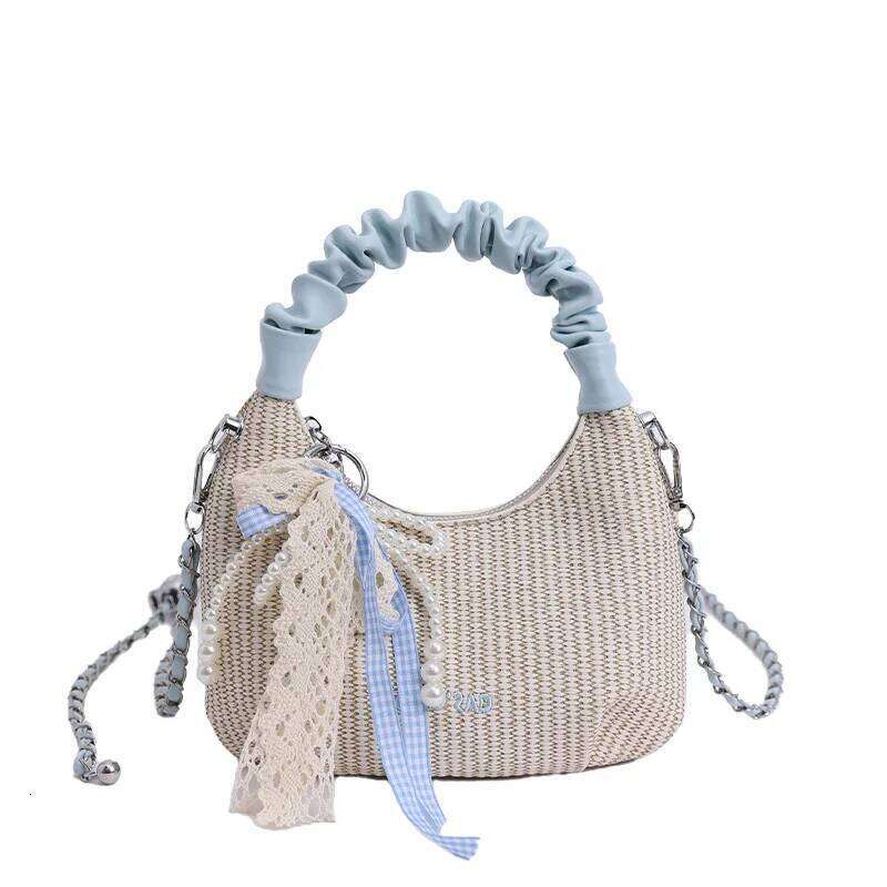 2025 Summer Women's Woven Pleated Handbag Fashion Chain Crossbody Shoulder Casual Versatile Purse Tote Bag For Ladies