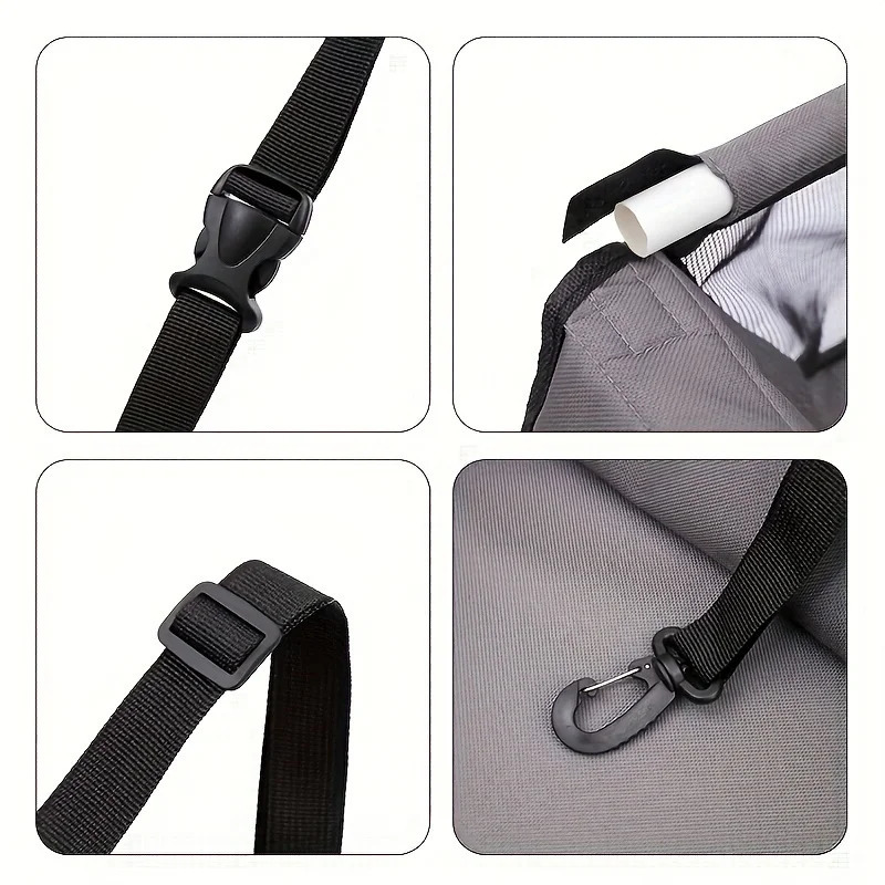 Cozy Pet Car Seat with Safety Harness - Ideal for Small Dogs and Cats Durable Fabric Travel Basket 250715