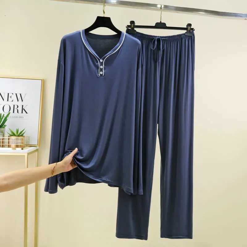 Mens Pajamas New Large Size Loose Sleepwear Set Casual Modal Pajamas For Men Long Sleeve Spring Autumn Home Clothing Male W250717