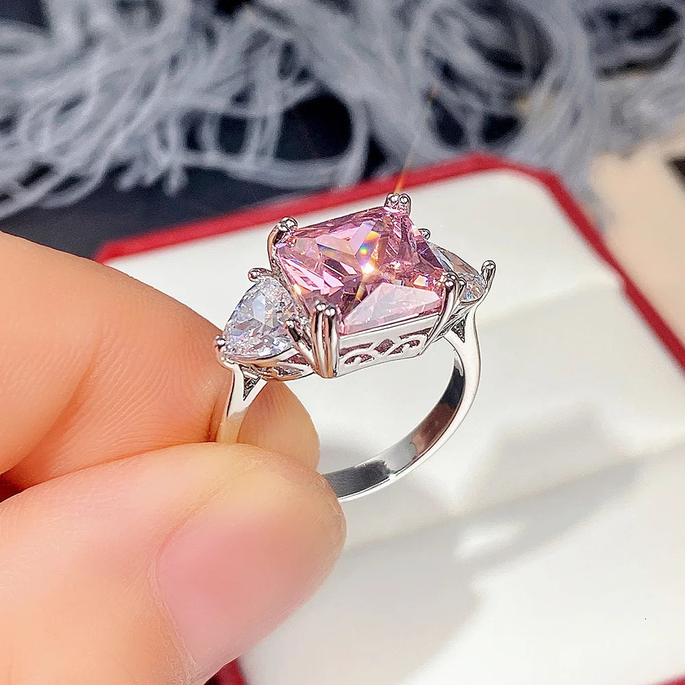 High Quality Big Pink Yellow White Zircon Rings for Women Full CZ Wedding Rings Ladies Girls Party Jewelry Gifts 250716